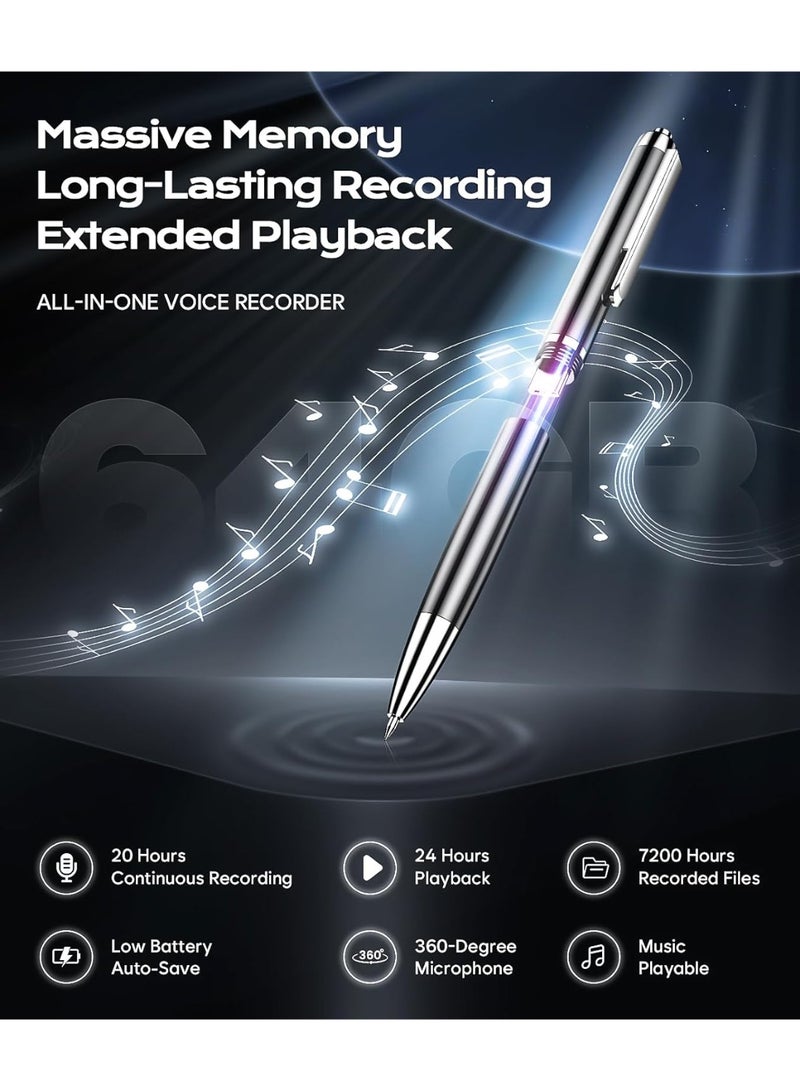 Bukela 64GB (7200Hrs) Voice Recorder w/Type-C, Voice Activated Recorder with AI-Intelligent Noise Reduction, Audio Recording Device 90 Days Storage Capacity for Lectures Meeting, Class, Work, Interviews - Image 3